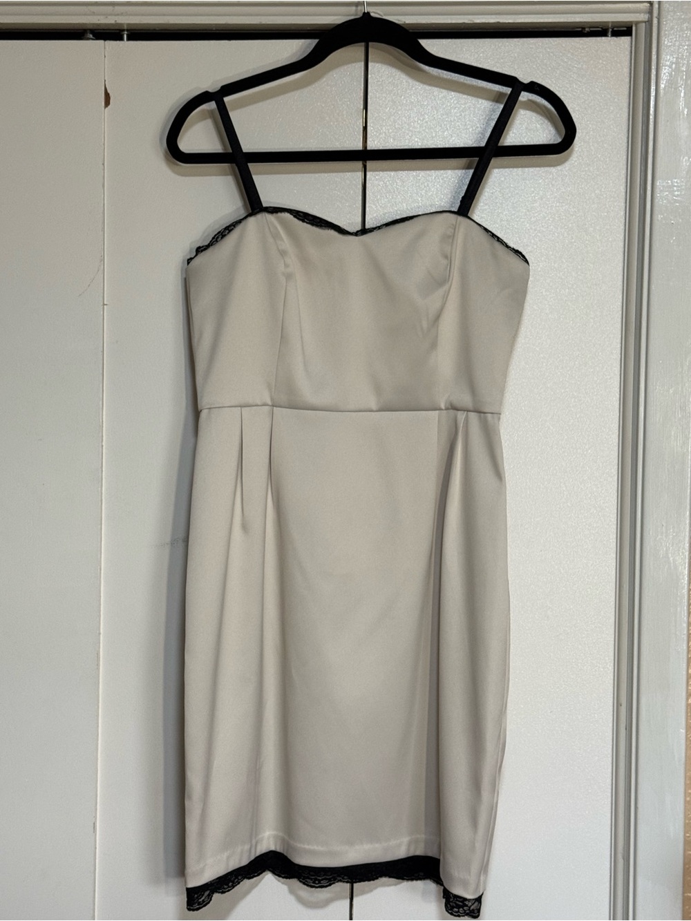 Kensie Sweetheart Cocktail Dress Cream Black Lace Trim Mini NWOT Size 6 - Picture 3 of 16